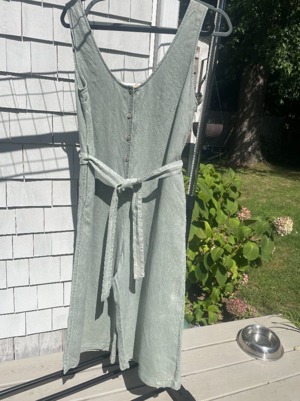 100% Linen Cropped Wide-Leg Jumpsuit, Size S